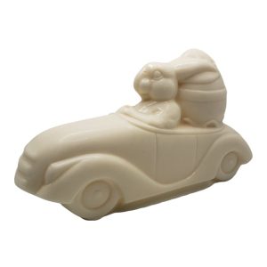 White Chocolate Bunny in Car