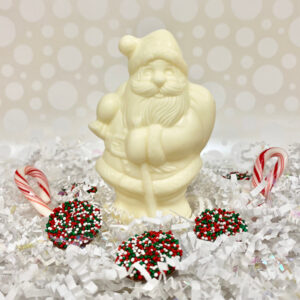 White Chocolate Santa with Stick | Reppert's Candy
